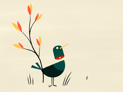 Chirp chirp bird illustration reds shapes texture textured