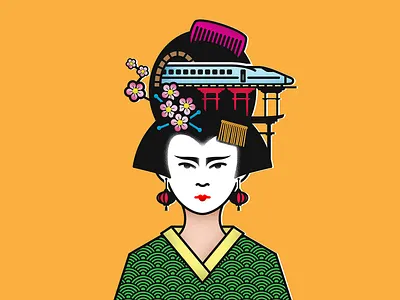 Geisha icon illustration vector
