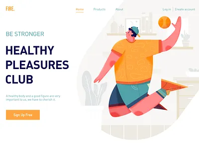 Fitness boy design illustration landingpage sport ui web
