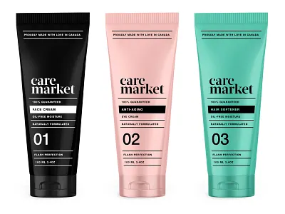 Care Market pt2.2 bottle branding container cosmetic cream design identity label line logo packaging serum skincare start up wellness