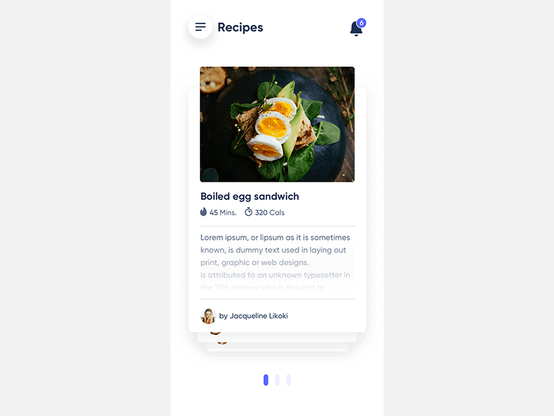 Card Stack Swipe Micro-Interaction card view clean design food app inshorts interaction ios material design minimal recipe app tinder ui user experience user interface ux