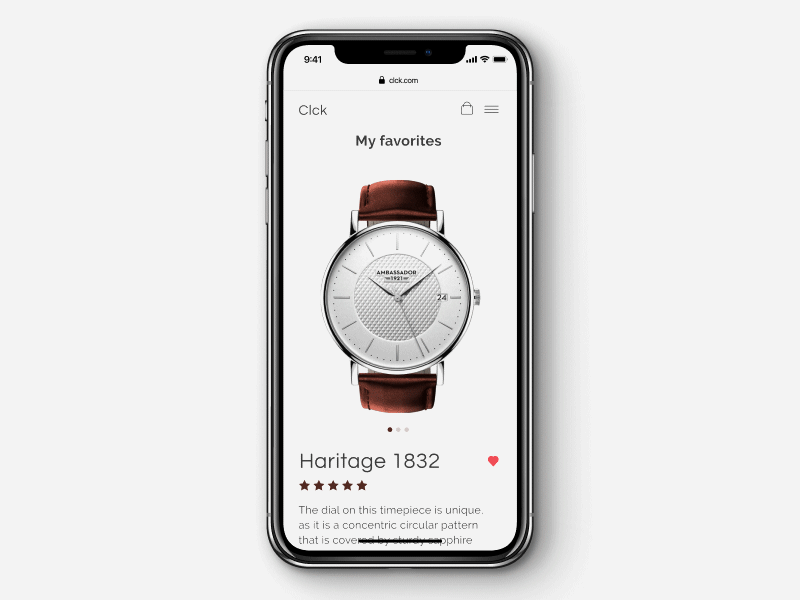 Watch Store Favorite Page animation animation after effects dailyui design designui mobile mobile animation mobile design store store design ui uidesign watch web