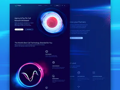 New Product Page Design for Global Telecom Platform abstract celestial body companion cosmos dark colors experimental futuristic new product orb promo website revolutionary ringba space technology ui ux vibrant web design zajno