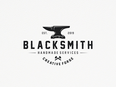 Traditional Forge Logo Template anvil arts and crafts blacksmith brand identity branding clean design creative design fabrication forge foundry freelance logo designer hammer logo design logo template retro emblem stock logo typography vector vintage badge welder