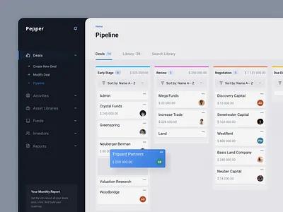 Deals Management Dashboard for Account Managers accountant analytics app business chart clean digital fireart fireart studio management pipeline product ui ux