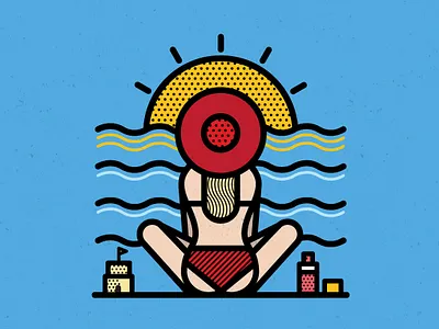 Waiting for the Summer bauhaus beach bikini geometric illustration patterns pop art sea summer sun vector woman