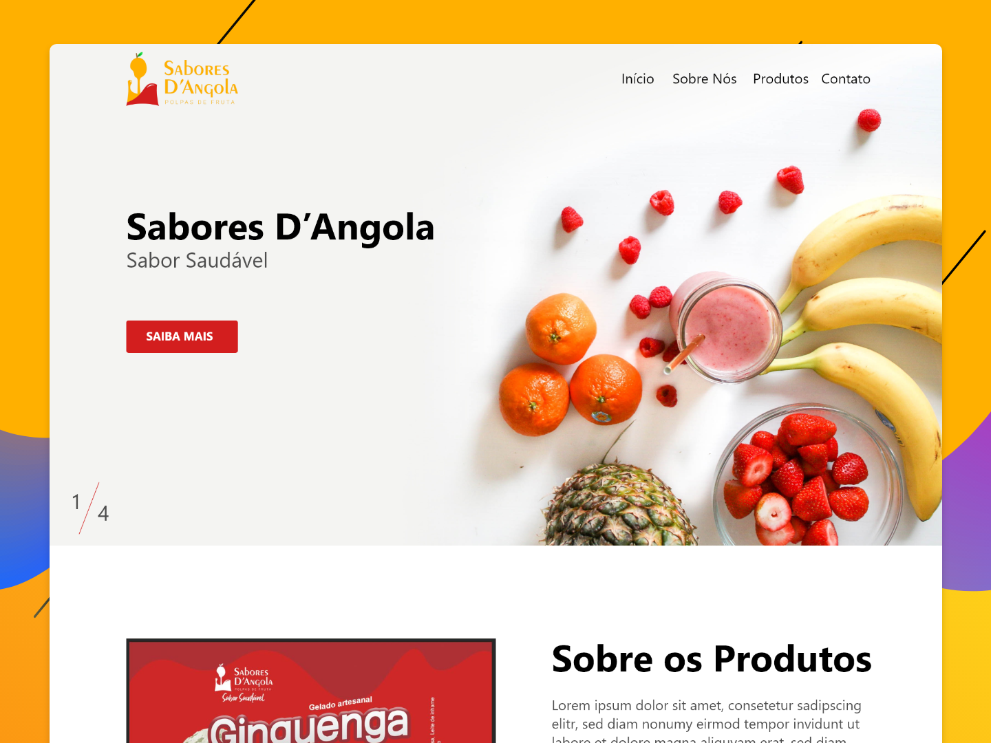 Example of Sabores D'Angola Website Concept