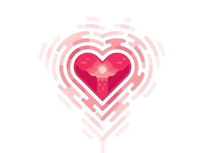 Heartbeat heart heartbeat illustration lines nature sunset vector waterfall