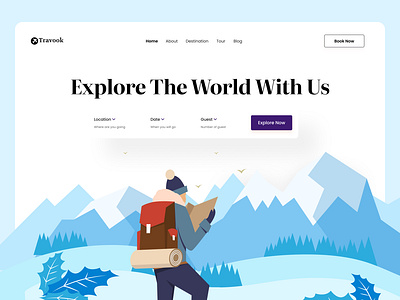 Travel Website Design Landing Page adventure booking app homepage landing page tourism travel travel agency travel app travel booking travel ilustration travel landing page traveler trip ui ux web web design web header website website travel