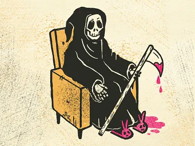 Just Chillin chillin gig poster grim illustration reaper skeleton texture wip