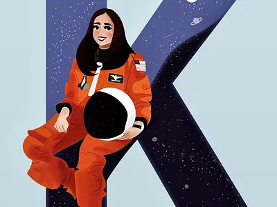 K is for Kalpana Chawla. 36daysoftype art astronaut illustrations illustrator space typography women womenempowerment