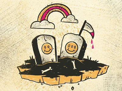 Happy Times bliss cemetary digital art grave happy illustration reaper texture wip