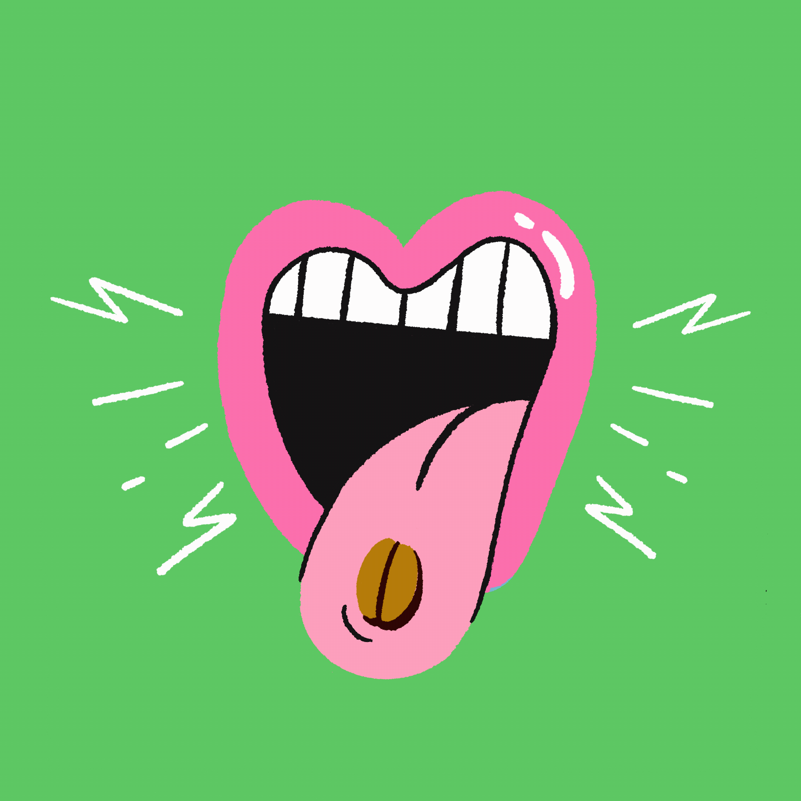 Tab acid animation bean buzzed caffine coffee dose face gif illustration lips micro mouth open smile tab teeth tongue trip trippy