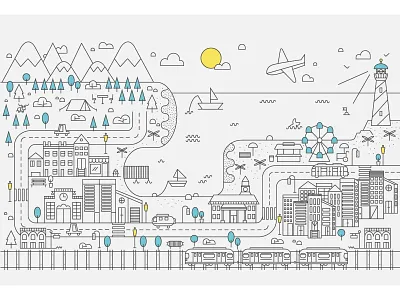 Line City Illustration city illustration line art vector