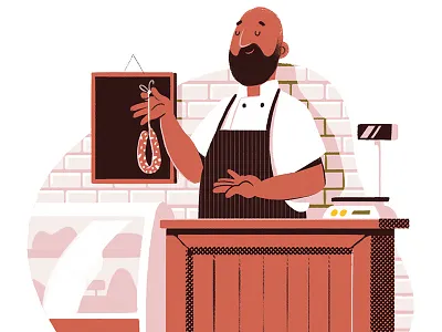 Butcher - for Farmdrop butcher character art character design design editorial editorial art illustration illustrator photoshop