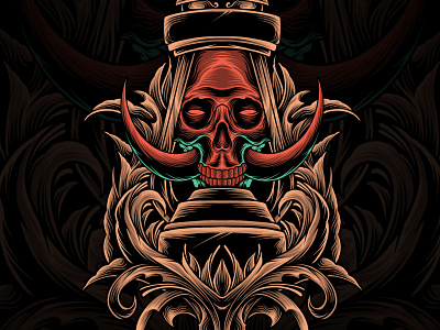 skull ornamental art artwork design drawing graphic graphic art illustration illustrator ornament skull skull art