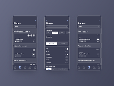 Untravelled App Wireframes #3 app blue categories design filter filters interface ios list prototype search ui ux web web design wireframe