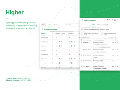 Higher — A job applicant tracking system design system product design ui ux web app web application design