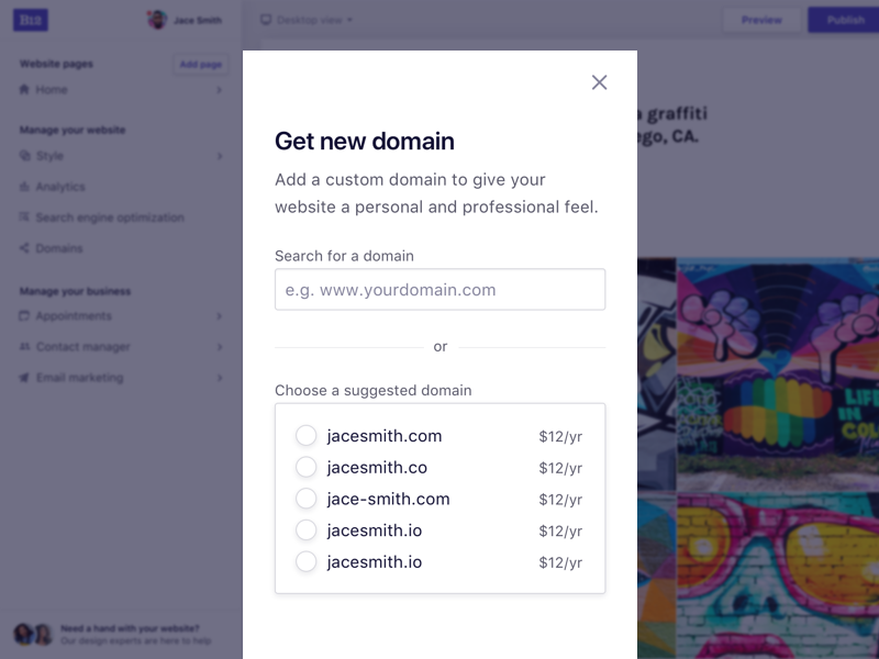 Example of Domains UX