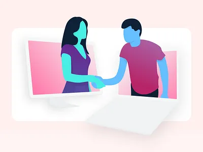 Put'er There, Partner ai character dimension handshake illustrator partner people product saas software web website