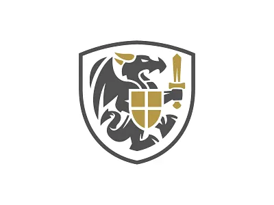 Sword Bearing Dragon Shield logo branding dragon graphic design heraldry logo majestic security shield sport