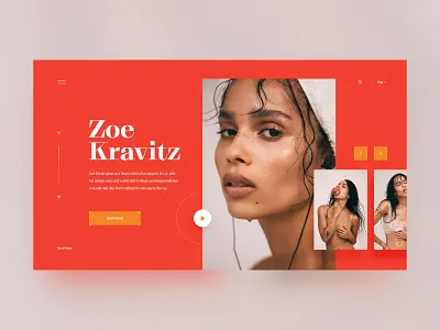 Photography landing page ~concept~ actress art clean colorful concept desktop fashion flat landing page model nudity orange photgraphy portait simple singer ui ux webdesign website