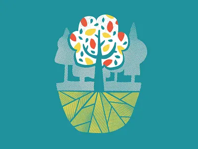 Tree Illustration halftone illustration roots silhoutte tree