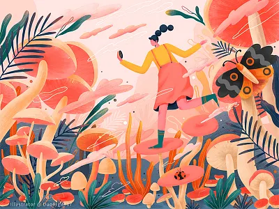 Hallucinogenic mushroom # illustrations-About the dream of time design dream illustrations mushroom paint time vector