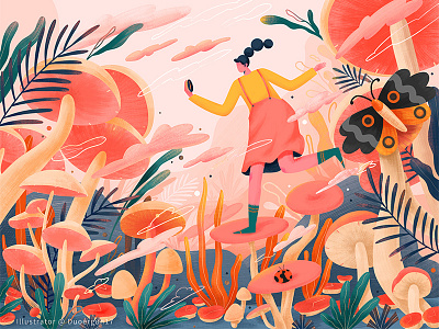 Hallucinogenic mushroom # illustrations-About the dream of time design dream illustrations mushroom paint time vector