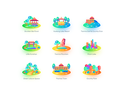 landmark building icon3 app branding design flat icon illustration illustrator logo ui web website