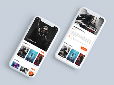 Movie App black graphic design movie app movie app ui orange photoshop ui desgin ux design white