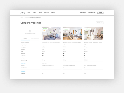 Compare Feature clean design compare compare properies comparing comparison property design a day design ui design ui ux estate properties comparison property developer property listing real estate real estate agency real estate app ui real estate web design