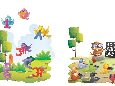 Birds and words 2dcartoon animation art ball bottles boy branding cartoon character children are playing with words childrensbookillustration color design falling freelanceillustrator fun time funny illustration illustration art kdpbook storybookartist