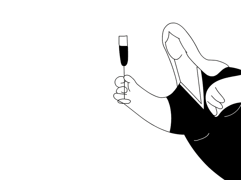 Greetings 2 2d adobe animate animation balck white campaign cel champagne character animation character design flat frame by frame gif illustration lineart