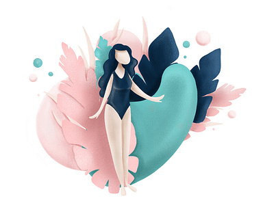 Summer Vibes art character art character ill character illustration concept art concept character illustration illustration woman palms plants procreate sketch summer summer illustration swimmer swimsuit water woman