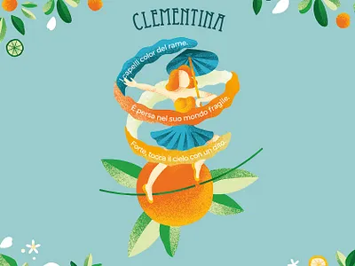 Citrus festival - Clementina brand character circus citrus event girl graphics green illustration leaves logo orange juice skirt tangerine