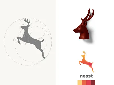 Neast Logo animal brand branding business clean clothes company corporate deer design flat identity logo logos logotype mark modern nature outdoor vector