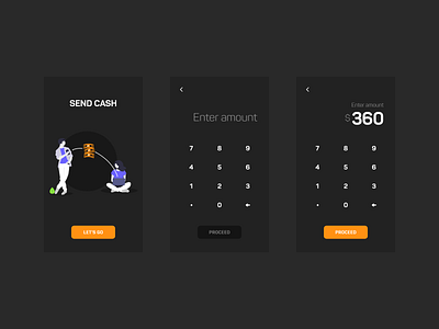 Send Cash amount android app black buttons calculator colors colorscheme dark theme digital wallet enter illustrations ios app keyboard numbers send send cash send money trending ui wallet web application