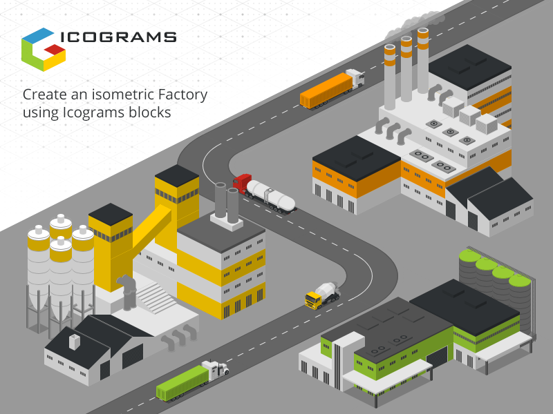 Factory Icons icons illustration isometric template vector