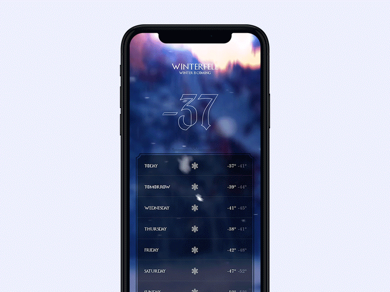 Weather app - Game of Apps after effect animation app game of thrones mobile weather