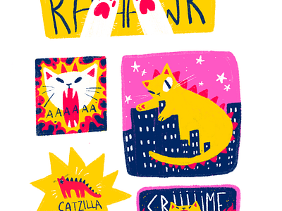 catzilla cat catzilla dino dinosaur godzilla paws rawr scream