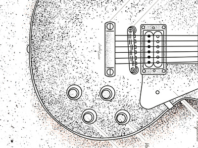 Poster Guitar black white black work dots guitar illustration les paul rock vector