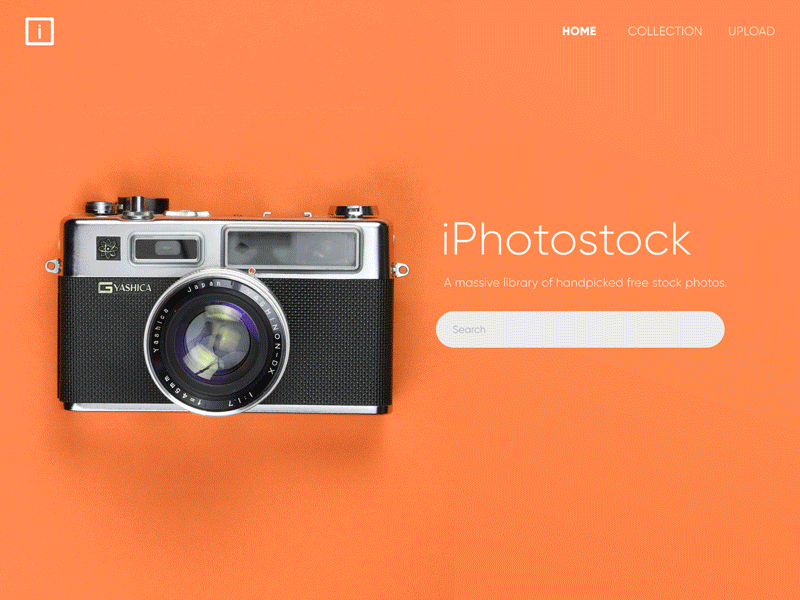 Stock Images Portal- Landing screen adobexduikit coloful design free ui kit interaction design ui web design uikit webdesign
