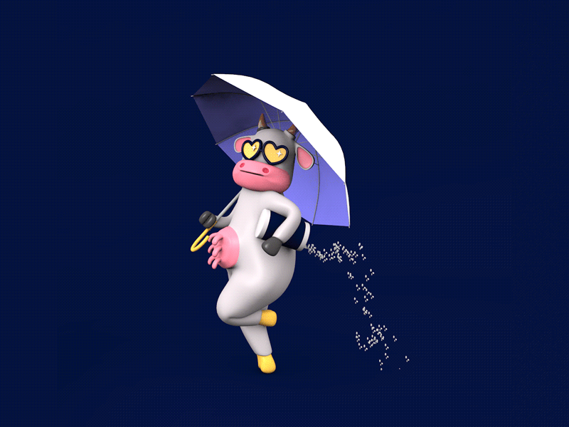 Moo-rton Salt Girl 3d attitude c4d cow funny moo morton salt salt salty sassy umbrella walk cycle
