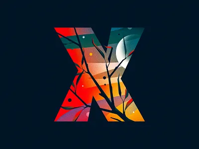 X 36 days of type 36daysoftype design drop cap illustration illustrator letter lettering moon texture type typography vector x