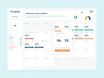 Calendar - Yoopies branding calendar calendar design card design design system sketch ui yoopies