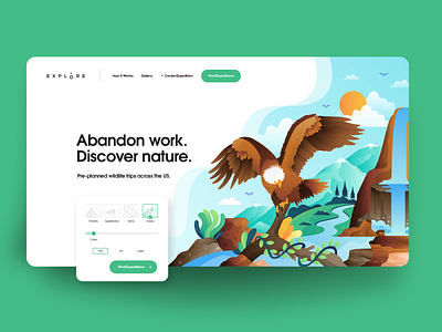 Explore animals illustrated branding eagle eagle illustration form design green hero illustration isometric landing page website design wildlife