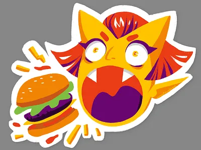 Vinyl Sticker - Burger Demon character design concept design illustration merch product sticker sticker art sticker design sticker mule vinyl