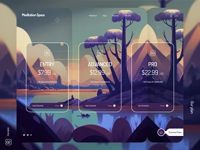 Meditation Space - Pricing Page art chill health illustration landing page meditation mental health plans pricing pricing page relax saas sleep startup startup project ui ux web web design website design wellness