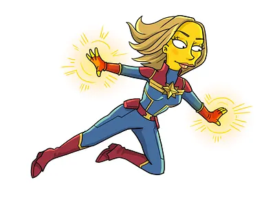 Simpsonized: Avengers (Captain Marvel) avengers avengersendgame captainmarvel design detail drawing illustration marvel movie